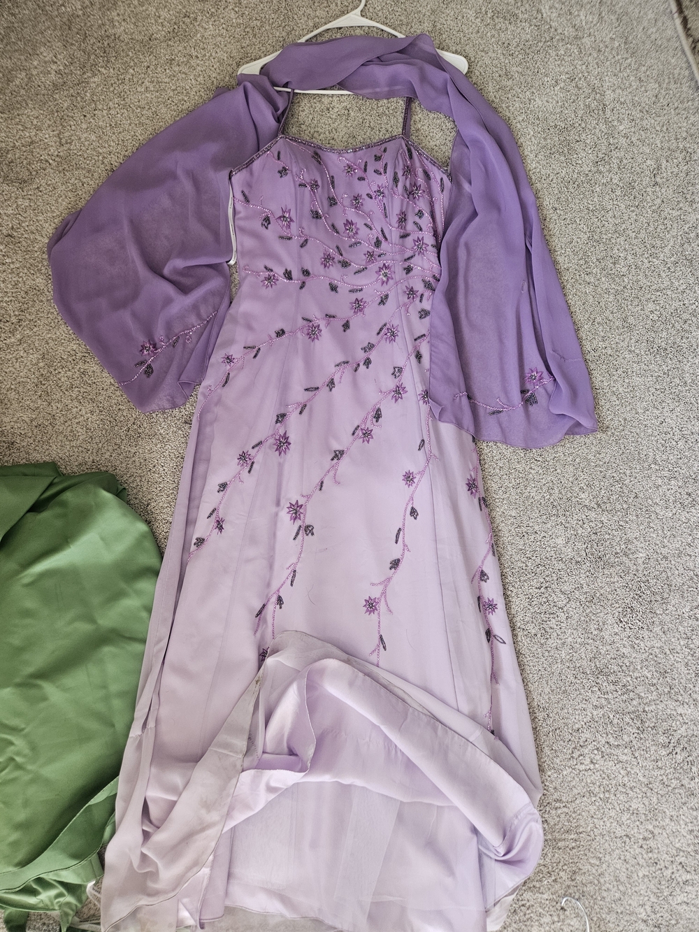 Vintage Womens Medium ElegantLavender Embroidered Prom Dress